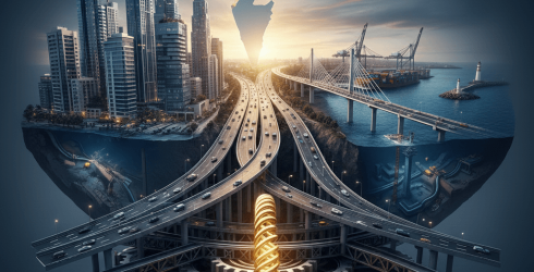 תמונת נושא של המאמר על סיווג קבלנים ענפים המציגה איור סוריאליסטי המציג את מדינת ישראל כ