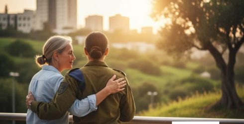 תמונת נושא של המאמר על נוהל הורה חייל המציגה מבט מאחור של אישה בוגרת וחיילת צה