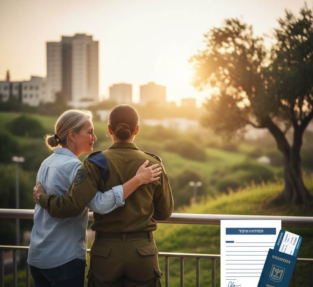 תמונת נושא של המאמר על נוהל הורה חייל המציגה מבט מאחור של אישה בוגרת וחיילת צה